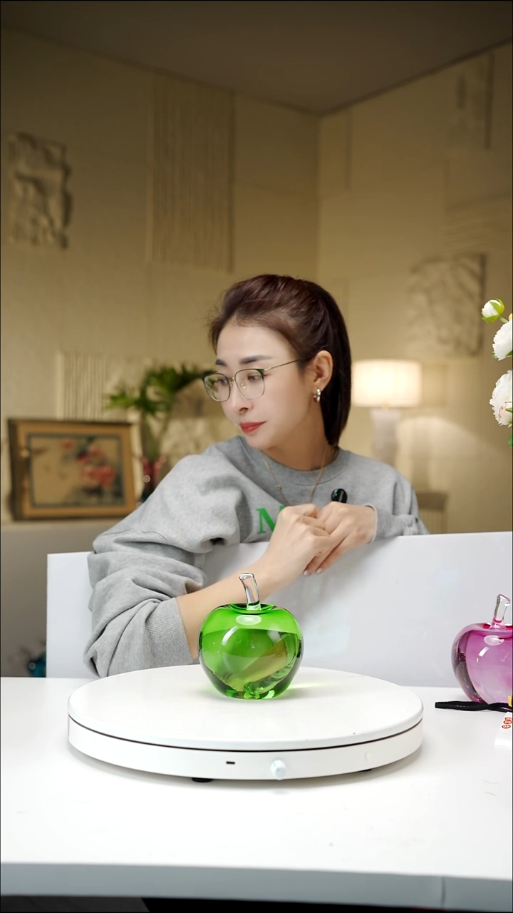 手工艺品琉璃雯*祖母绿苹果摆件小号