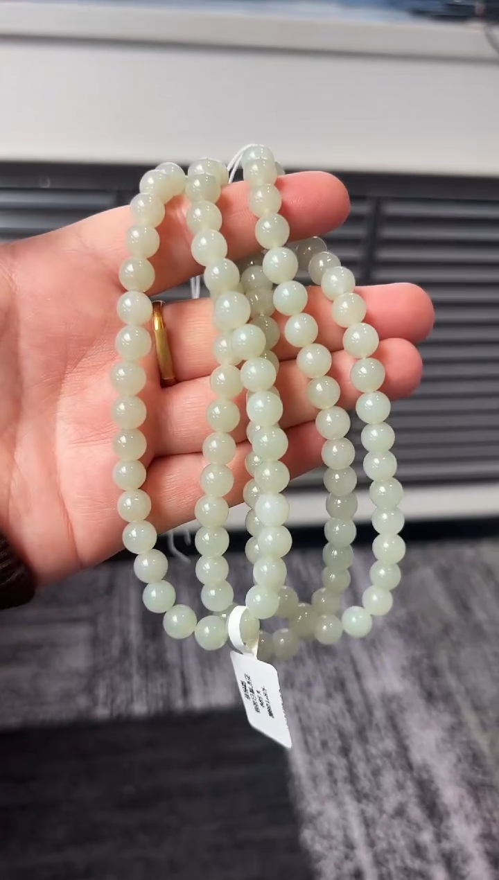 项链未镶嵌和田玉近矿青白项链卡8