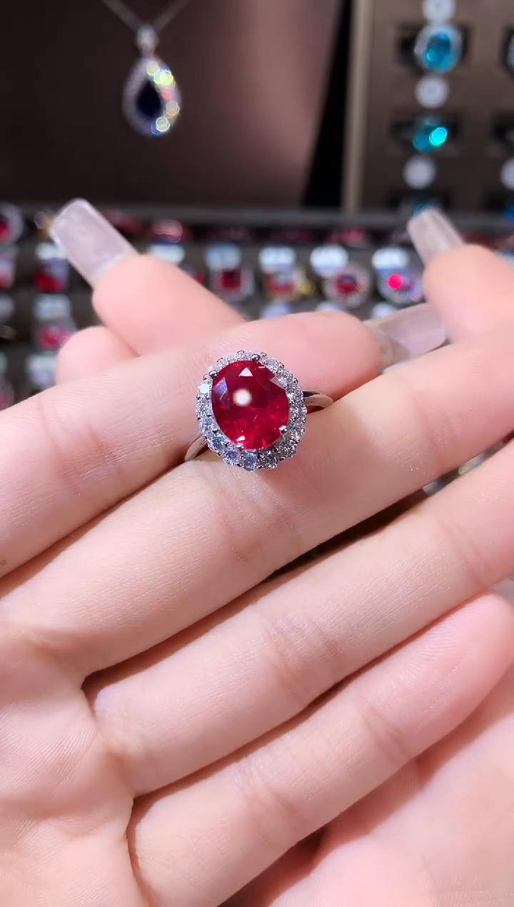 银S925镶嵌戒指红宝石810