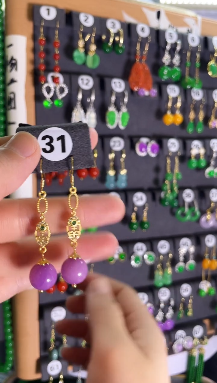 翡翠银S925镶嵌耳饰31....