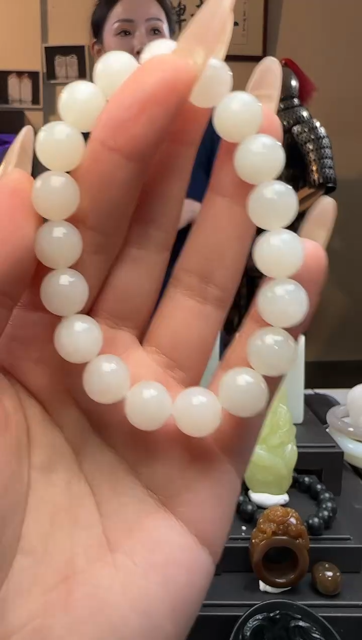 【闪购商品】和田玉白玉圆珠未镶嵌手串