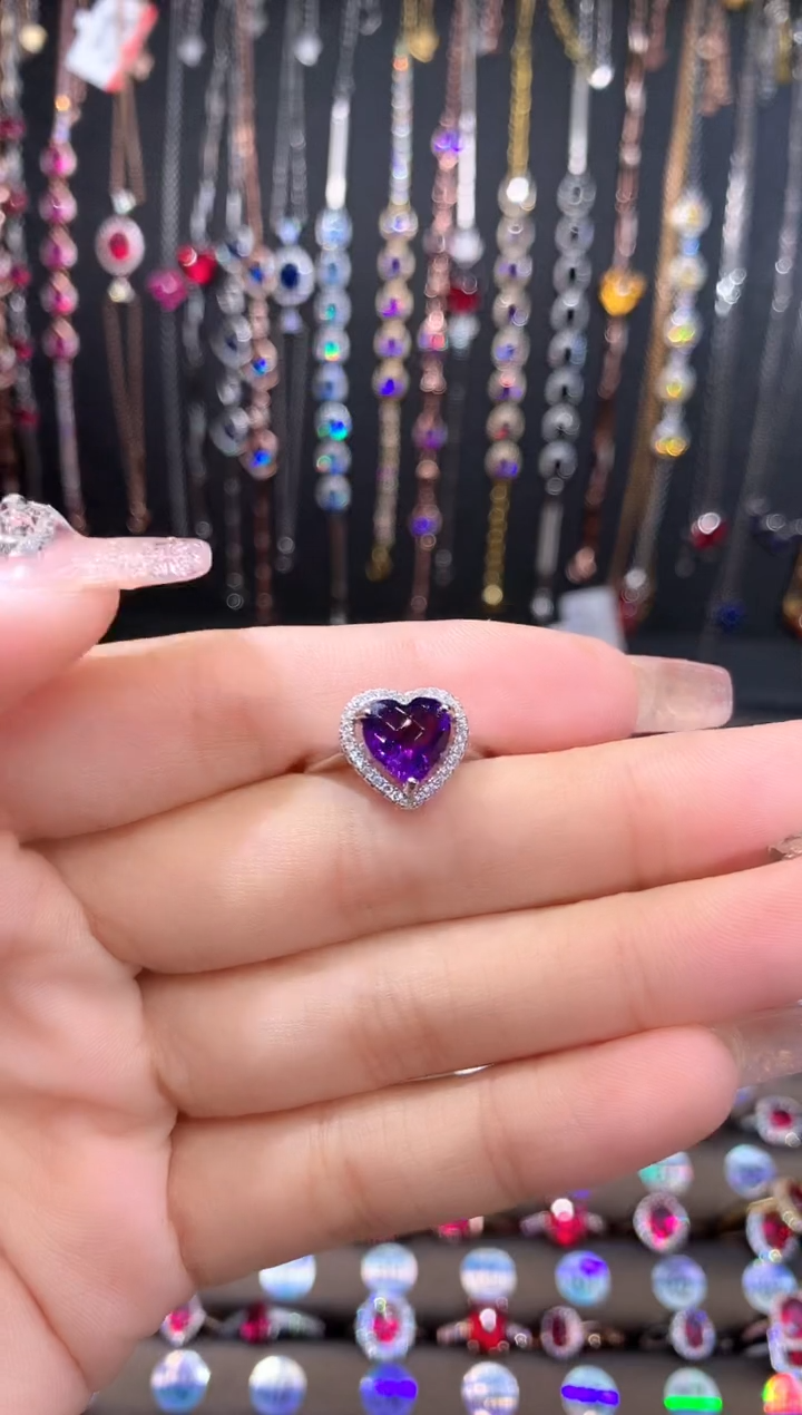 水晶戒指银S925镶嵌银色