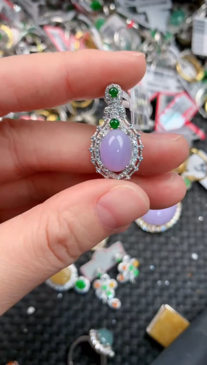 银S925镶嵌戒指翡翠666     4