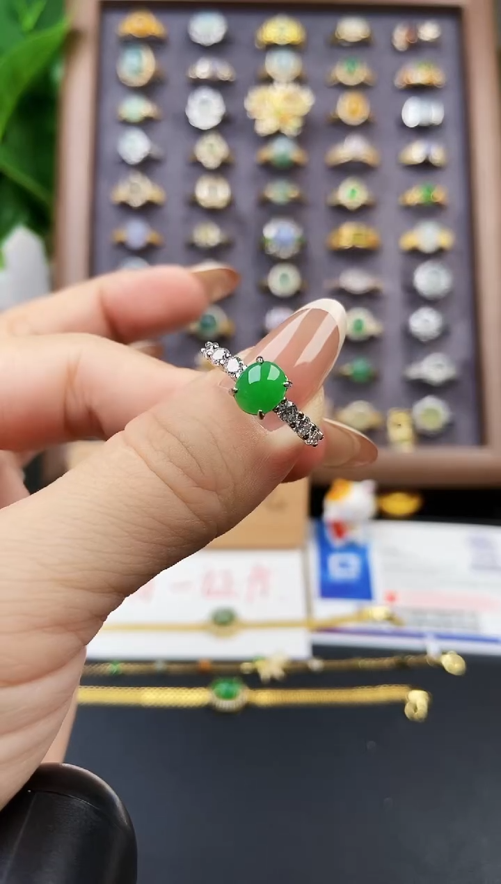 银S925镶嵌戒指翡翠12