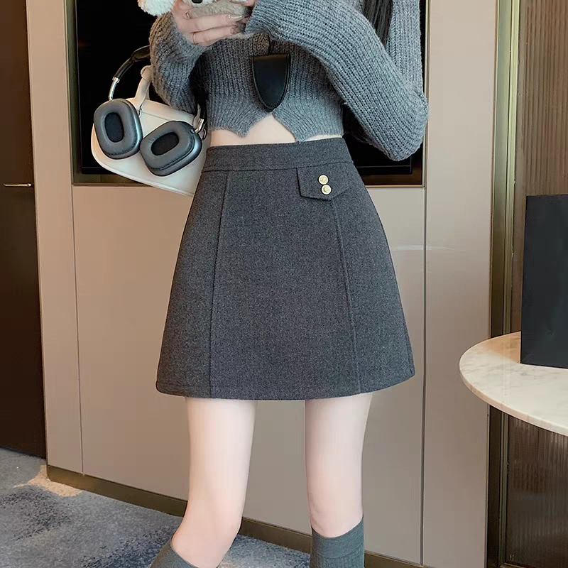 【双流恒宣】C96341时尚冬季毛呢半身裙