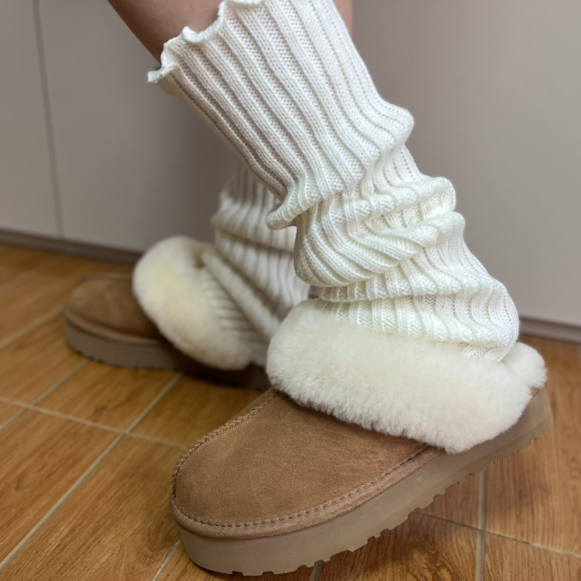 【厚底星拖-3.5cm】桑坡皮毛一体-时尚慵懒保暖百搭拖鞋款雪地靴