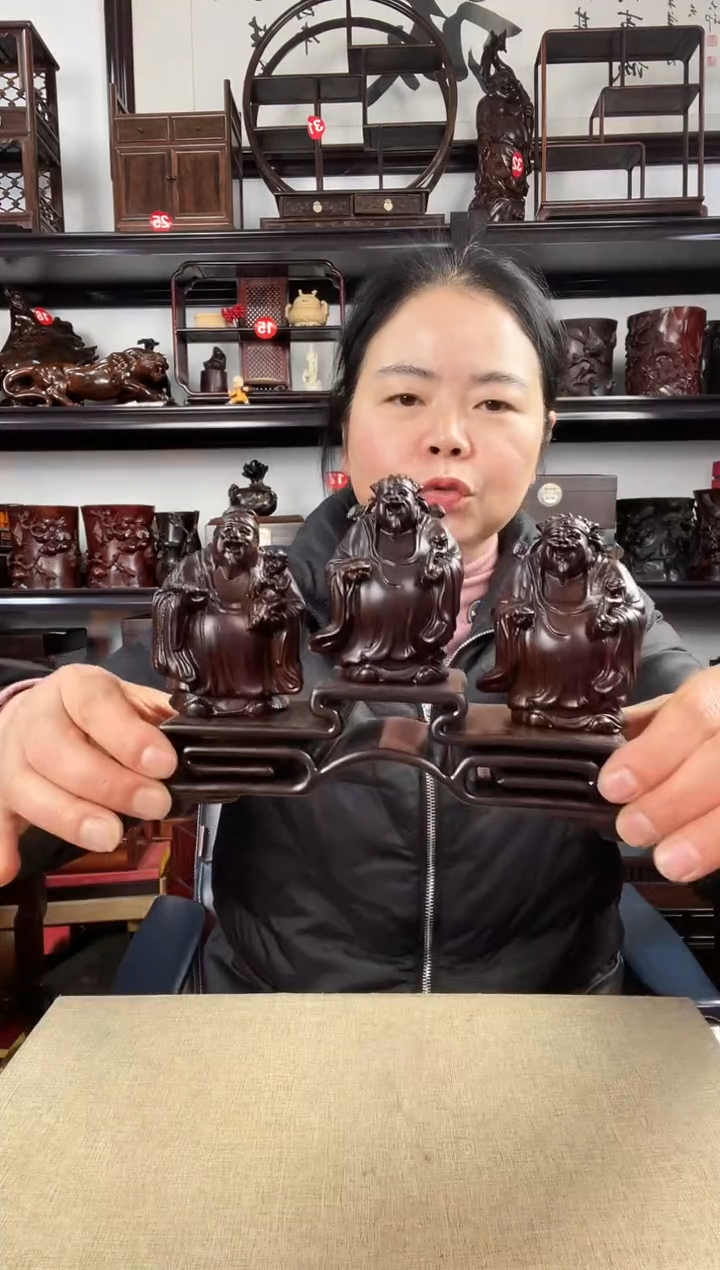 木三连+福禄寿老李红木工艺品