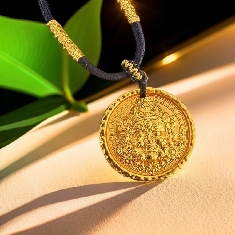 合金吊坠 爆款黄财神吊坠正品古法实心圆牌男女款本命年送礼女王