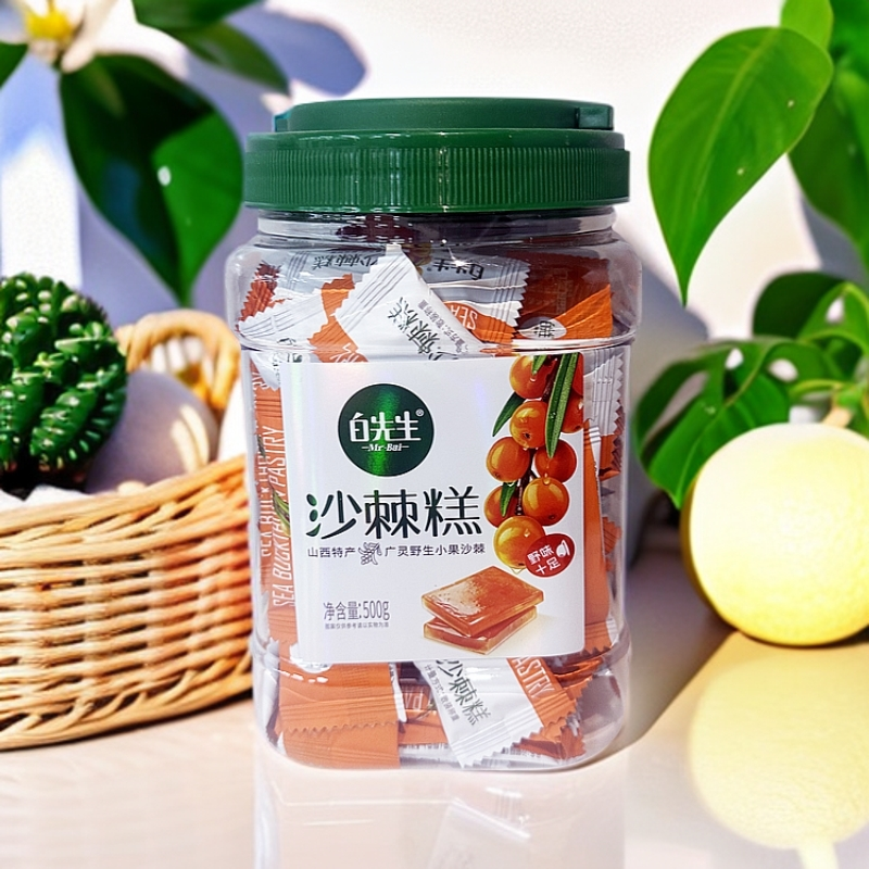 【白先生】山西特产沙棘糕休闲食品解馋家庭版零食果糕500g/桶