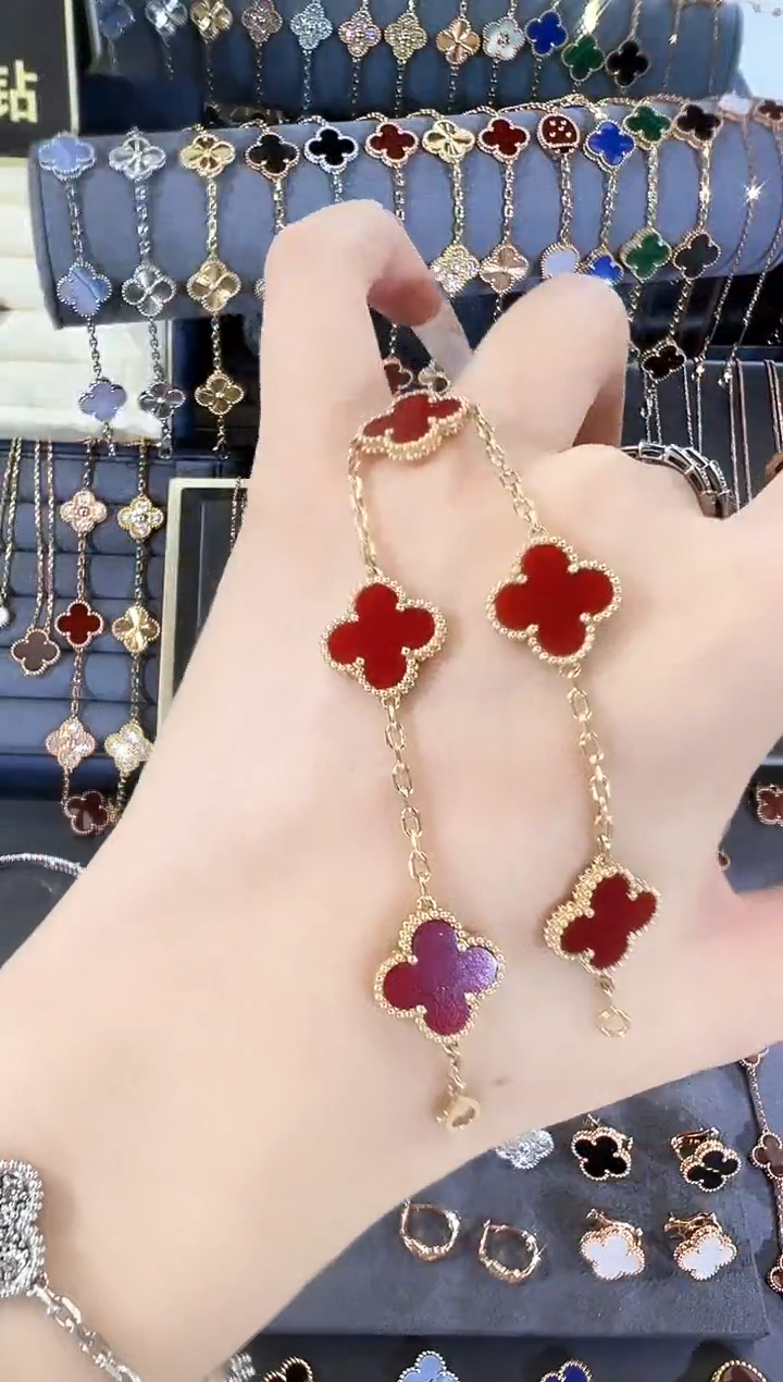 【闪购商品】玛瑙/玉髓手链18K金镶嵌18K黄红玛瑙手链