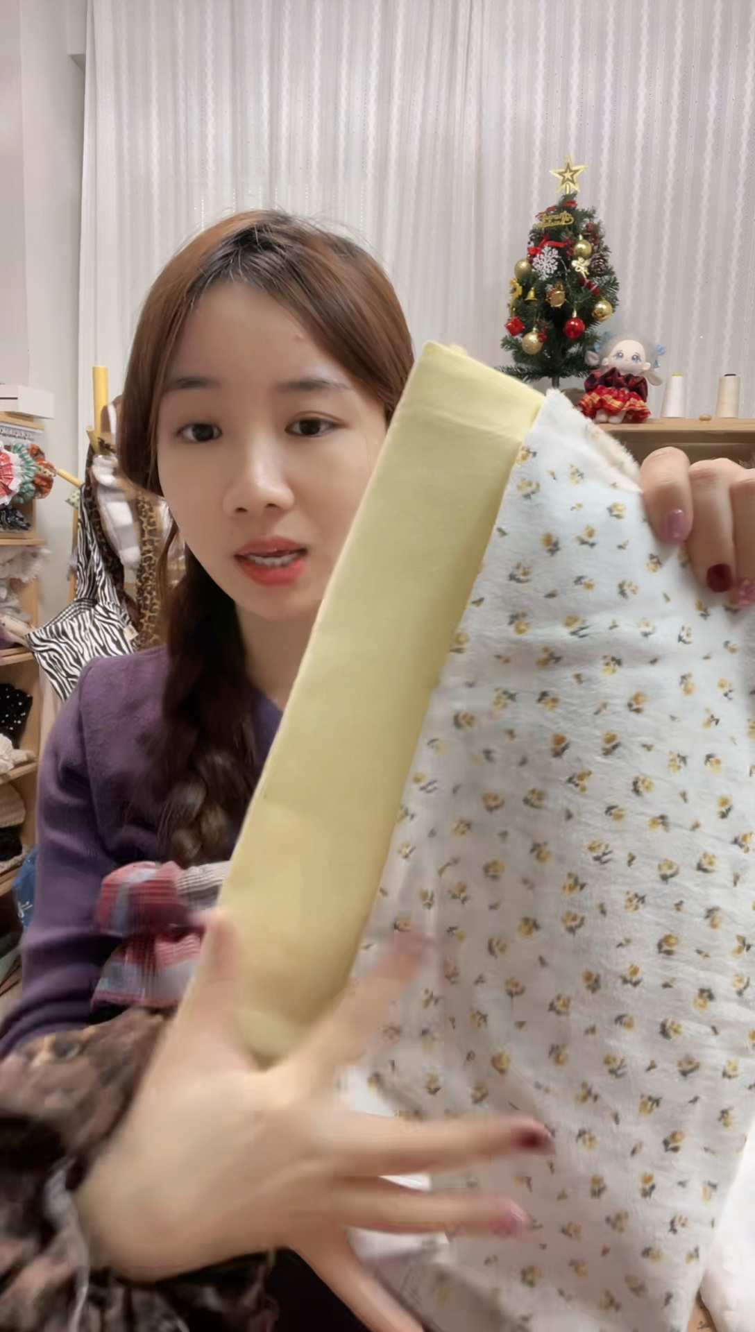 棉1组 1米黄小花洗水棉麻 +  1米浅黄色洗水棉麻