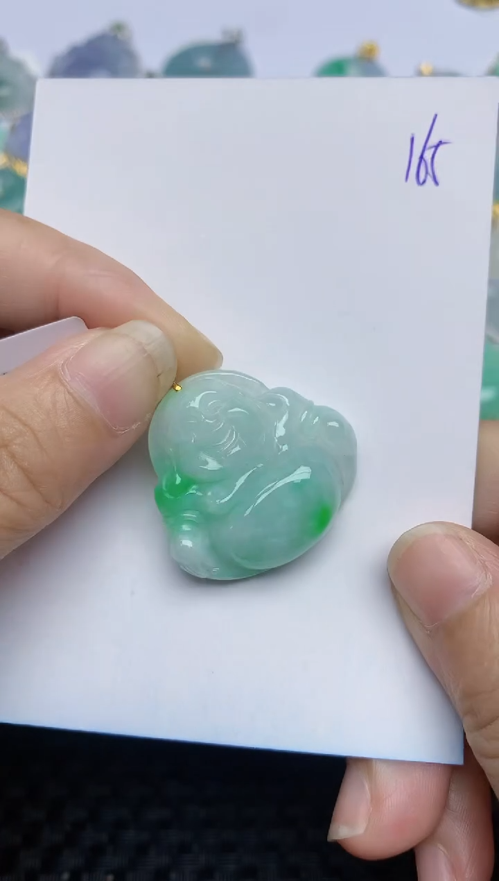 翡翠18K金镶嵌颈饰天然A货翡翠 165