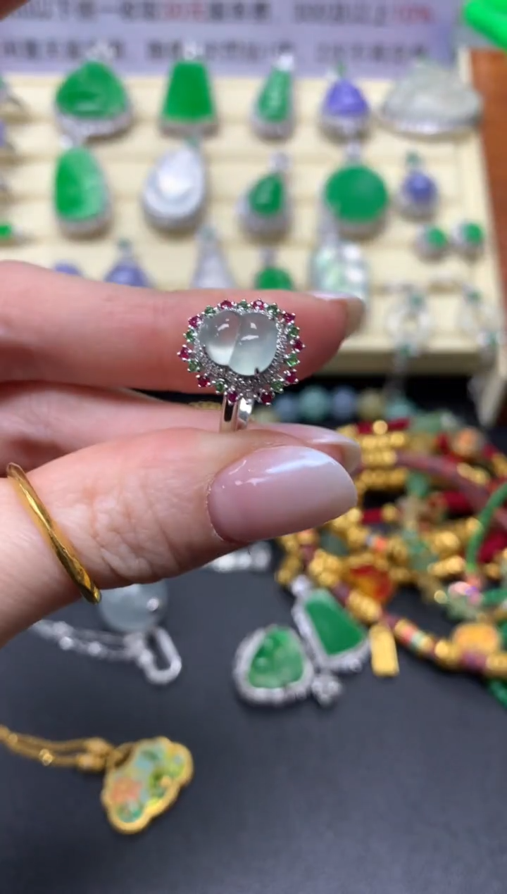 【闪购商品】翡翠戒指18K金镶嵌戒指|3800+380