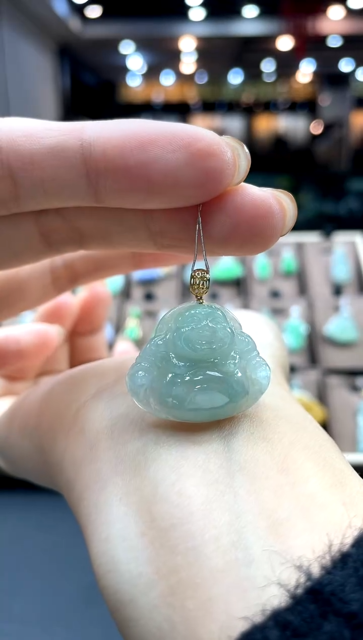 【闪购商品】翡翠颈饰18K金镶嵌佛公