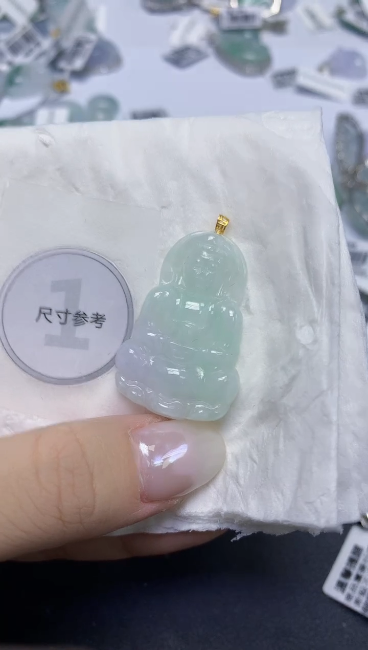 颈饰18K金镶嵌翡翠天然缅甸翡翠A货百元以上9元证书费自理