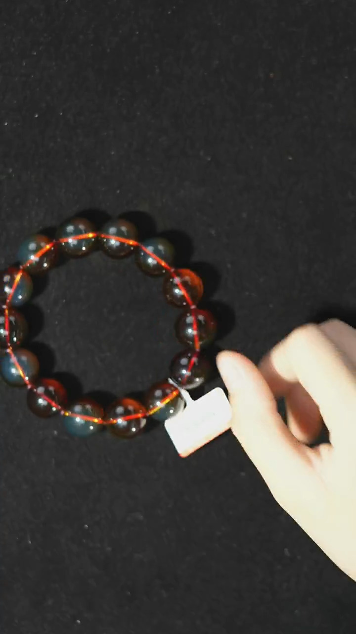 【闪购商品】琥珀裸石未镶嵌16mm红蓝单圈老矿