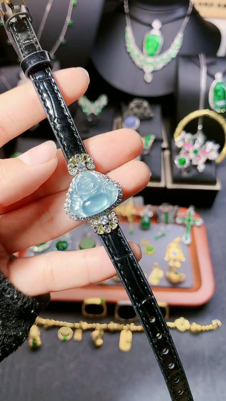 【闪购商品】翡翠手链银S925镶嵌手表