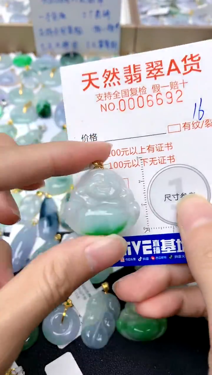 【闪购商品】翡翠颈饰18K金镶嵌16天然A货翡翠