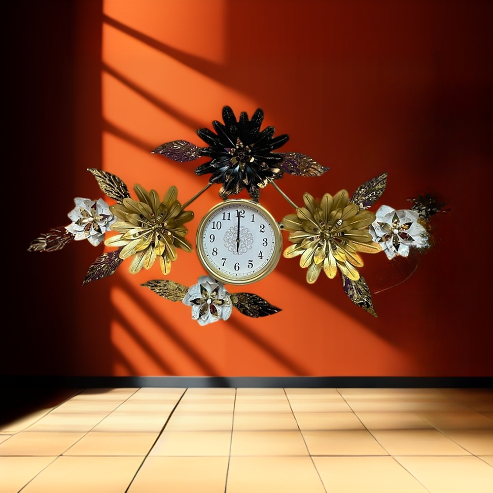 【新疆包邮】3Dmj006创意铁艺挂钟客厅时尚家用墙面乃菲丝花艺