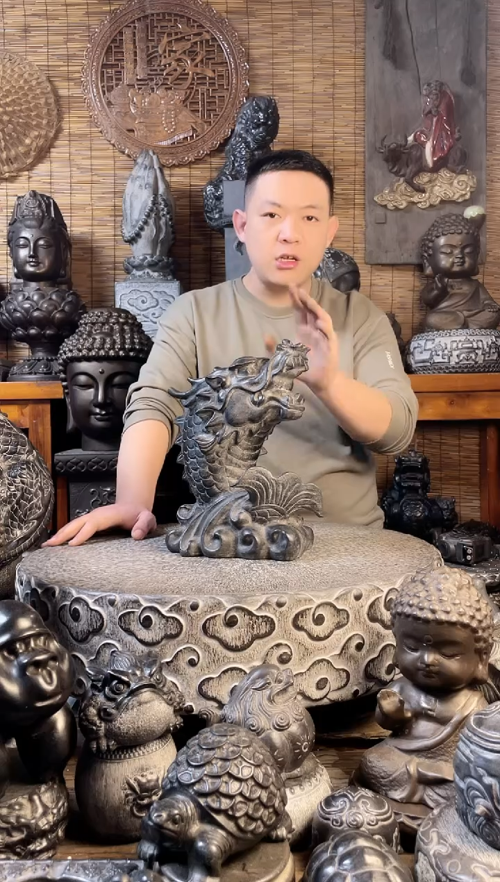 【闪购商品】30鳌鱼天然青石雕刻