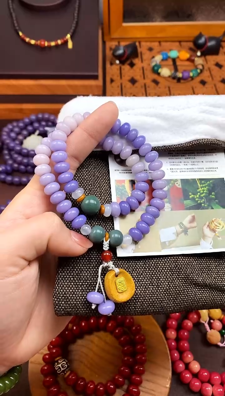 【闪购商品】白玉菩提手串渐变紫菩提双圈 新品