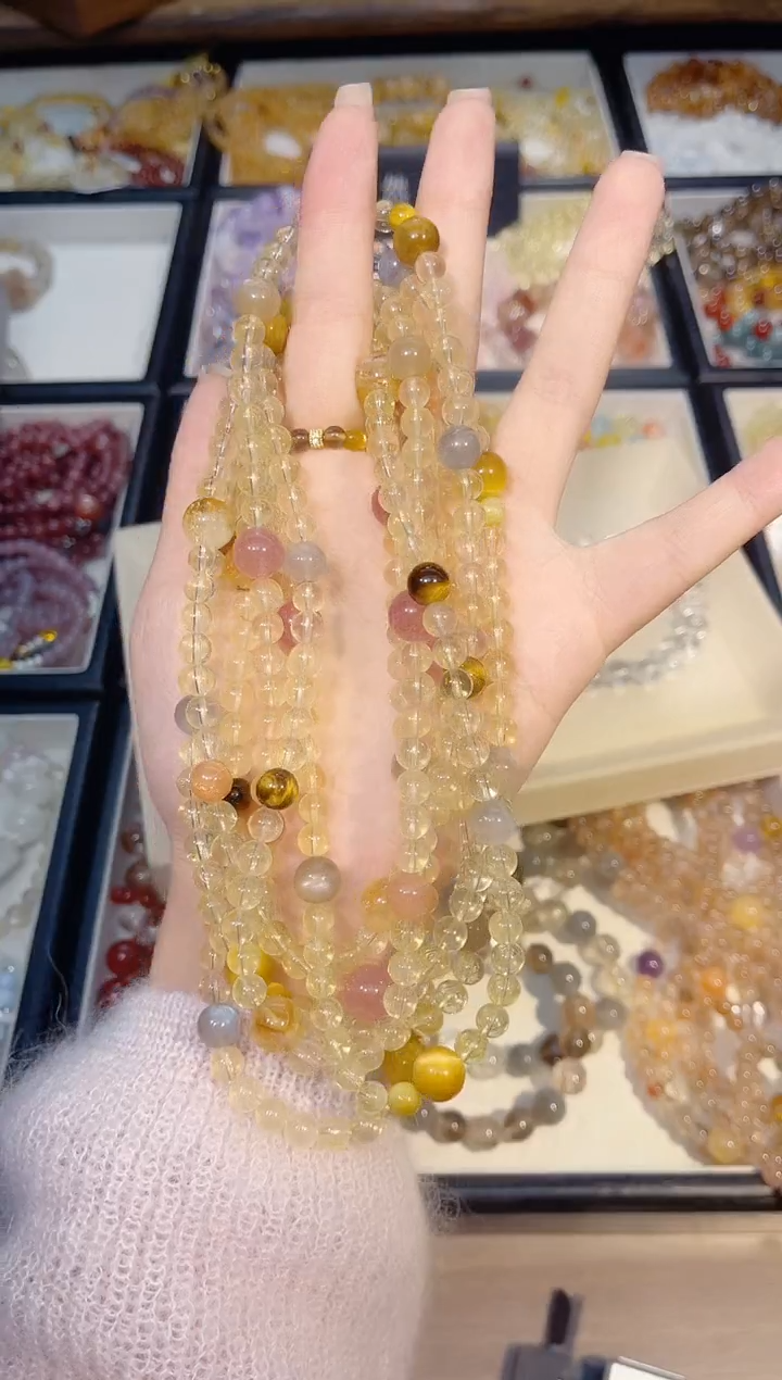 未镶嵌手串水晶双圈黄水晶
