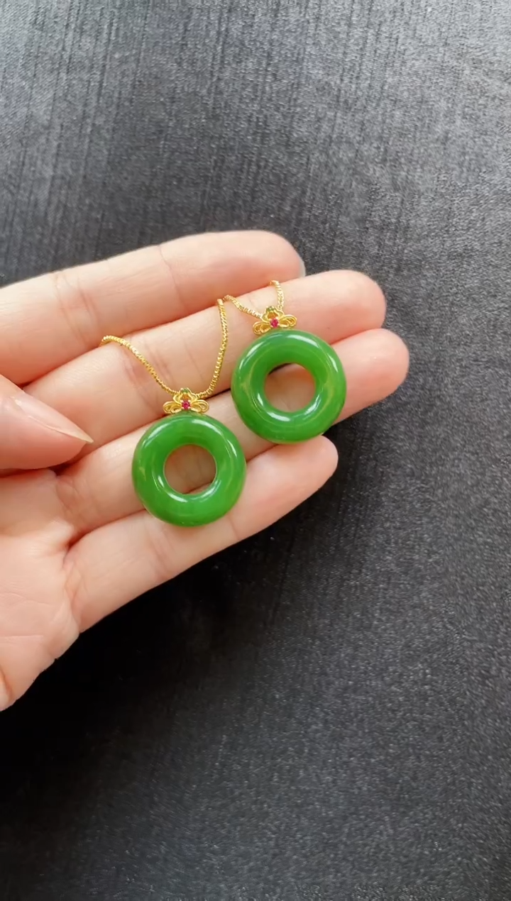 吊坠(赠链)银S925镶嵌和田玉多样性发一