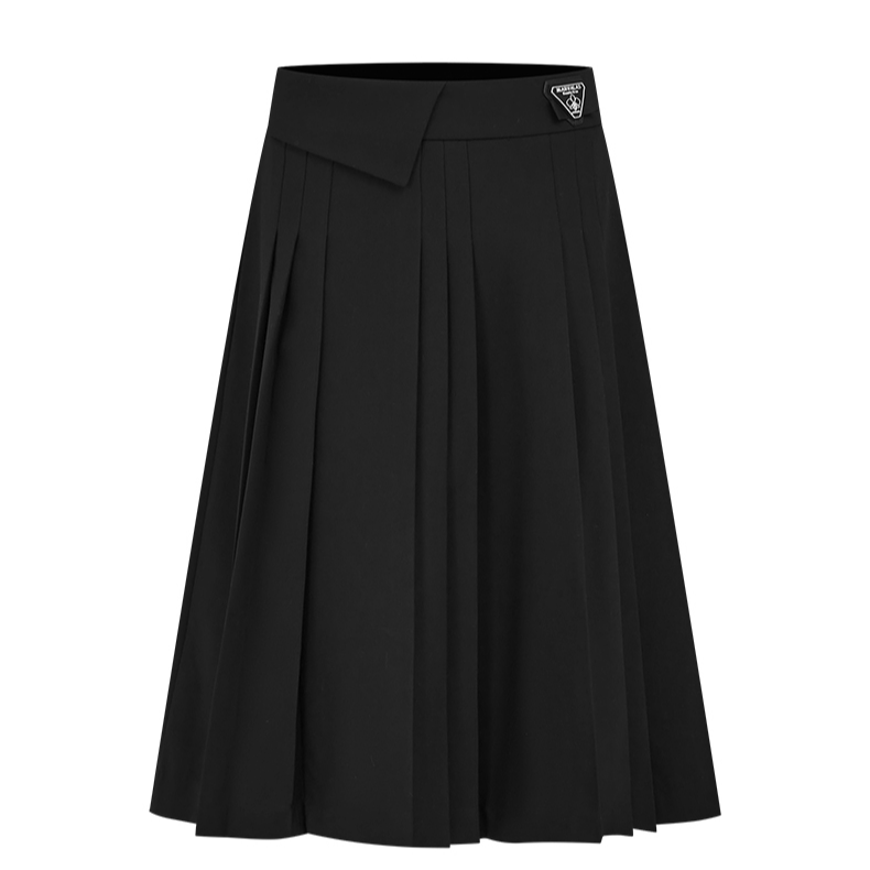 【小七专属】曼德诗高腰百褶裙新款设计感纯色气质半身裙