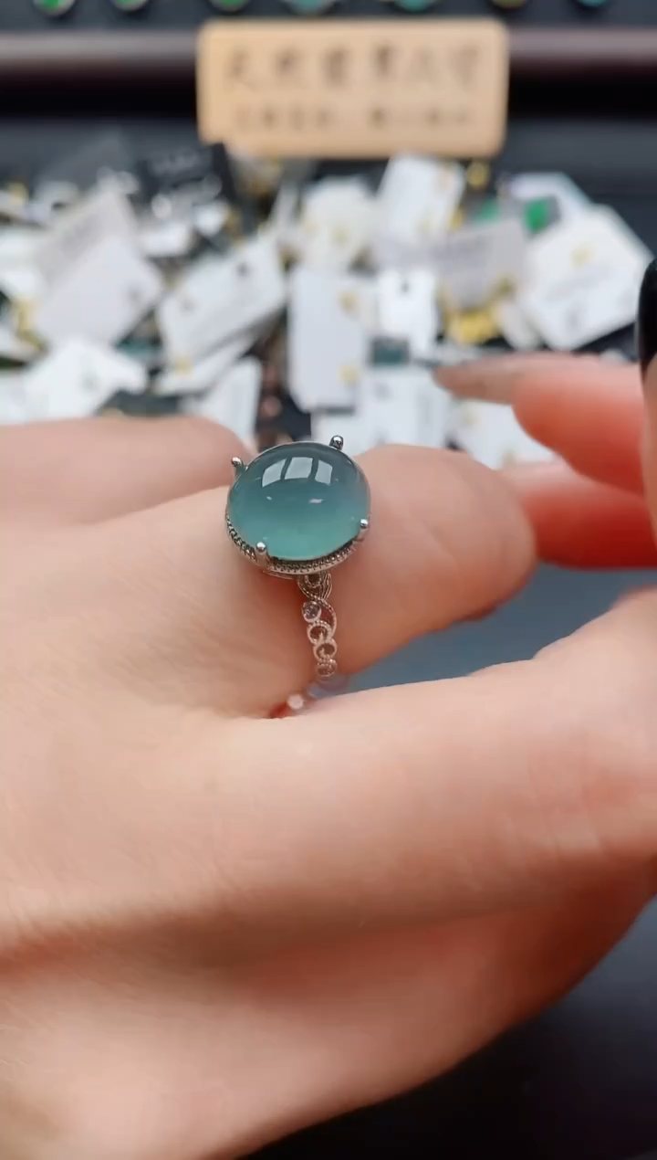 银S925镶嵌戒指翡翠1