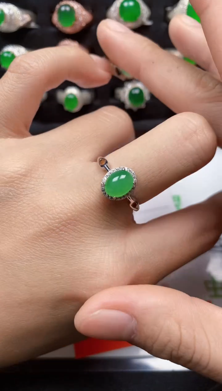 【闪购商品】翡翠戒指银S925镶嵌3624