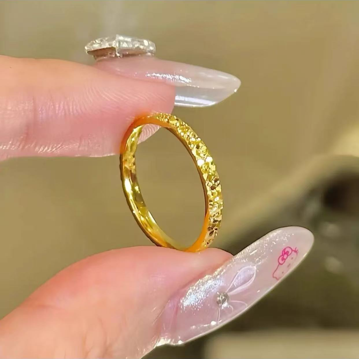 铜合金戒指 卡2碎冰冰戒指女ins小众情侣对戒轻奢高级素圈食指戒