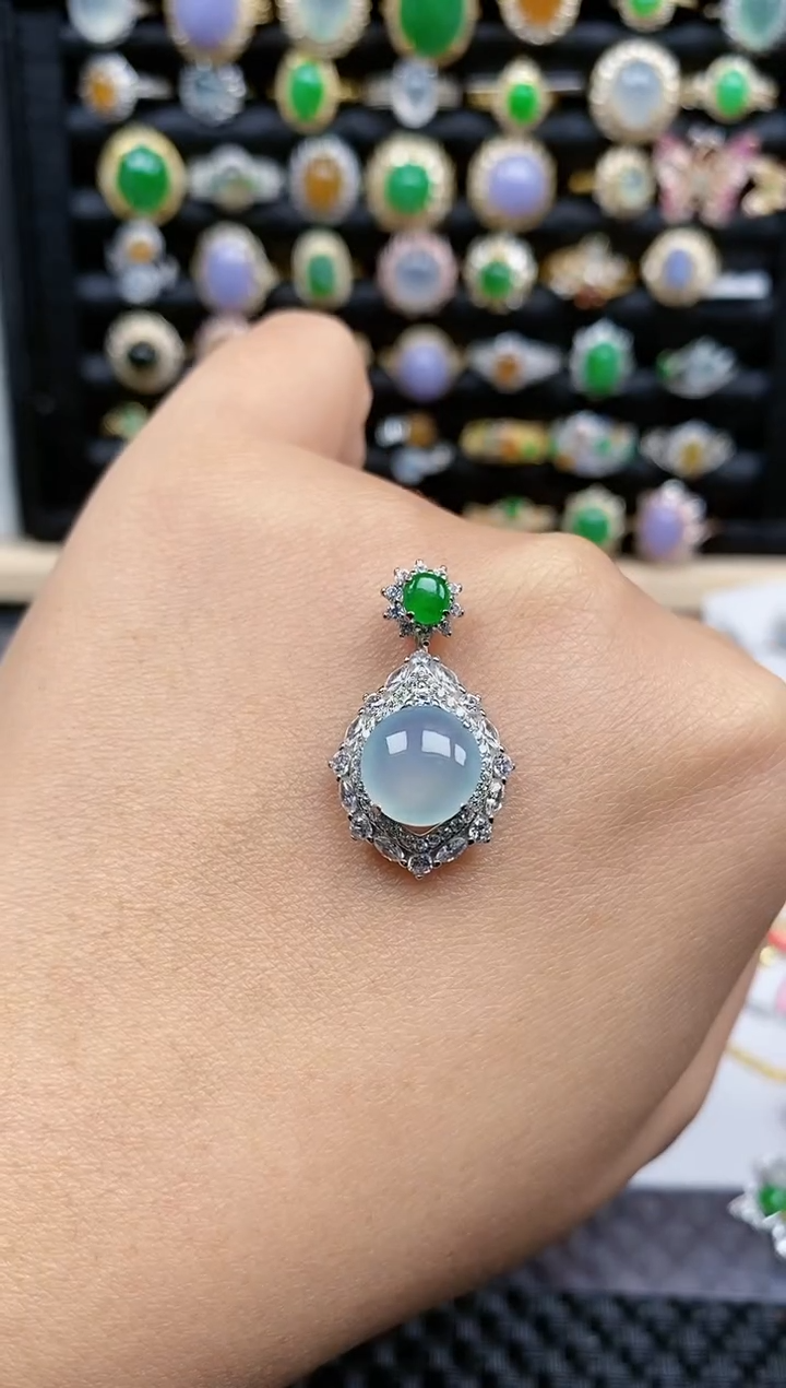 银S925镶嵌戒指翡翠8