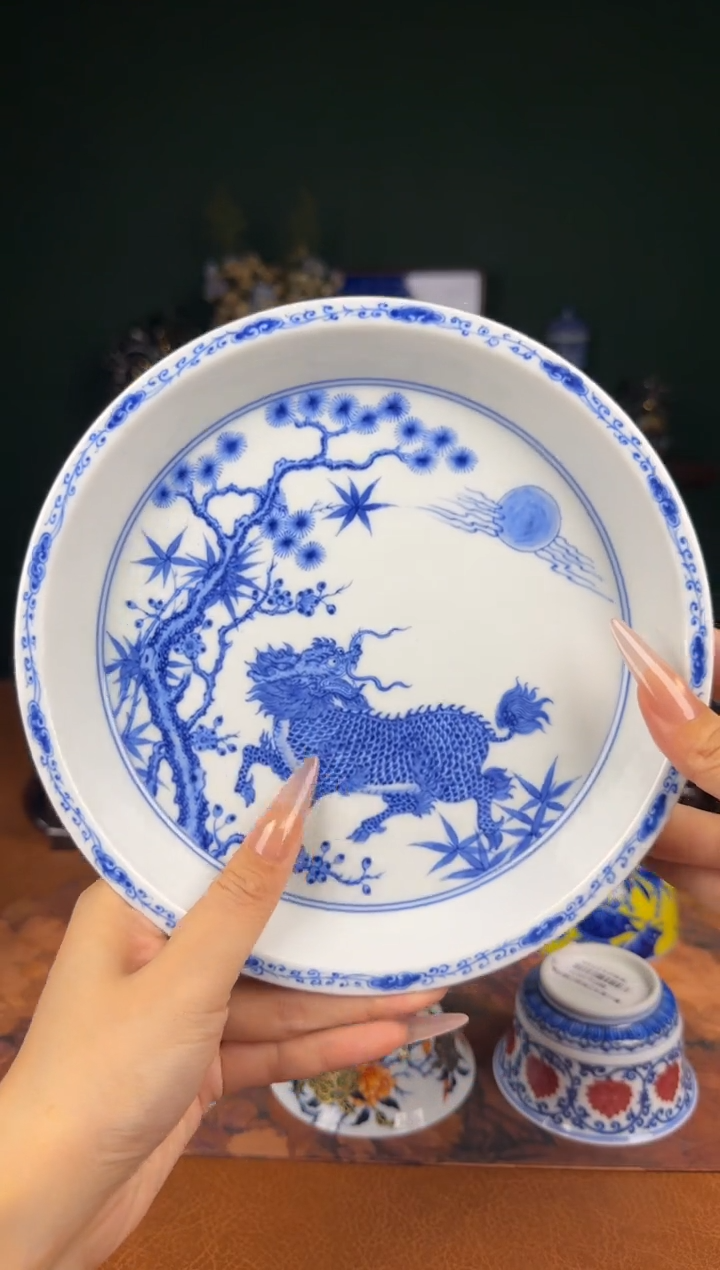 杯望月怀古。麒麟望月。 壶承