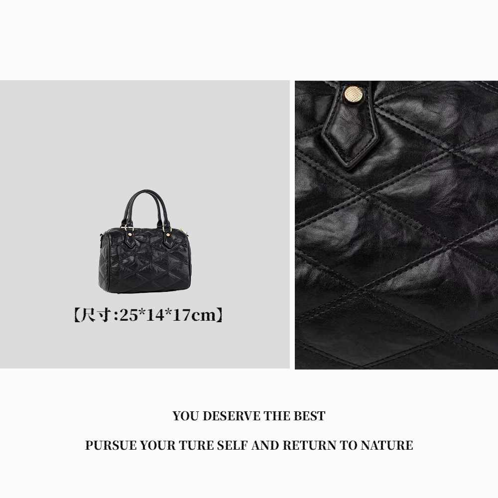 【广州特特】QYX-98168-黑色时尚百搭女士小众秋冬简约肩包