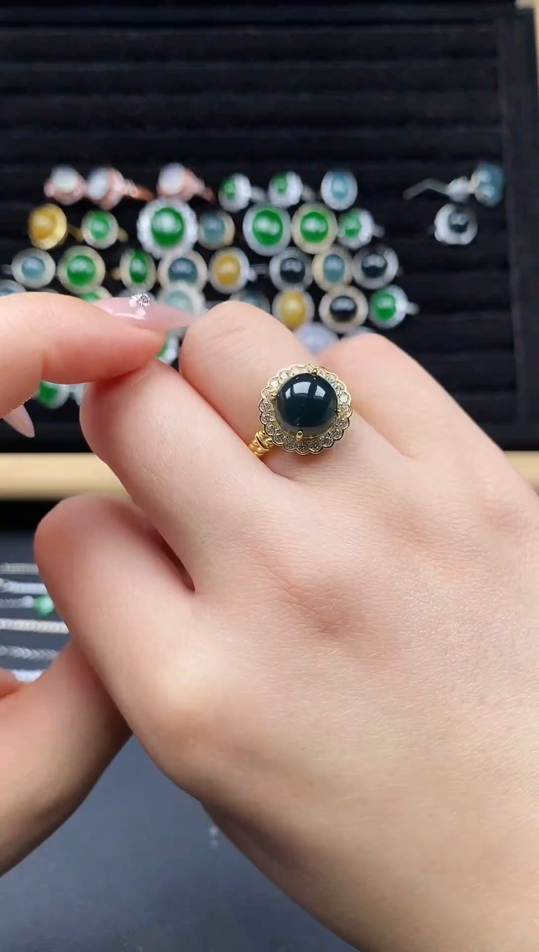 银S925镶嵌戒指翡翠111