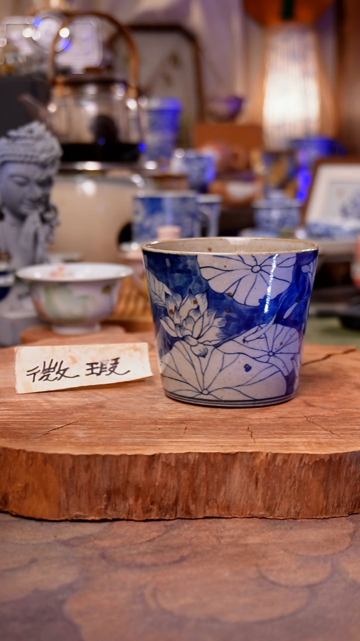 杯子陶荷花手工手绘手工手绘