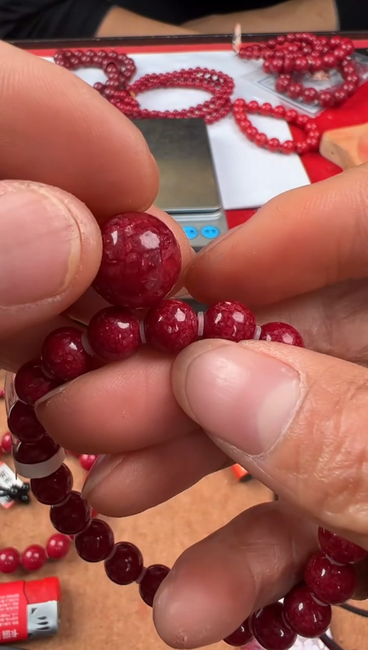 天然辰砂马仙溪晶体14mm单珠