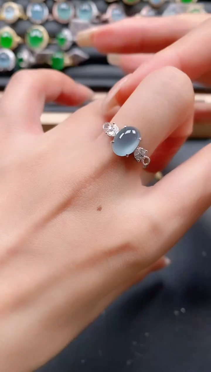 银S925镶嵌戒指翡翠111