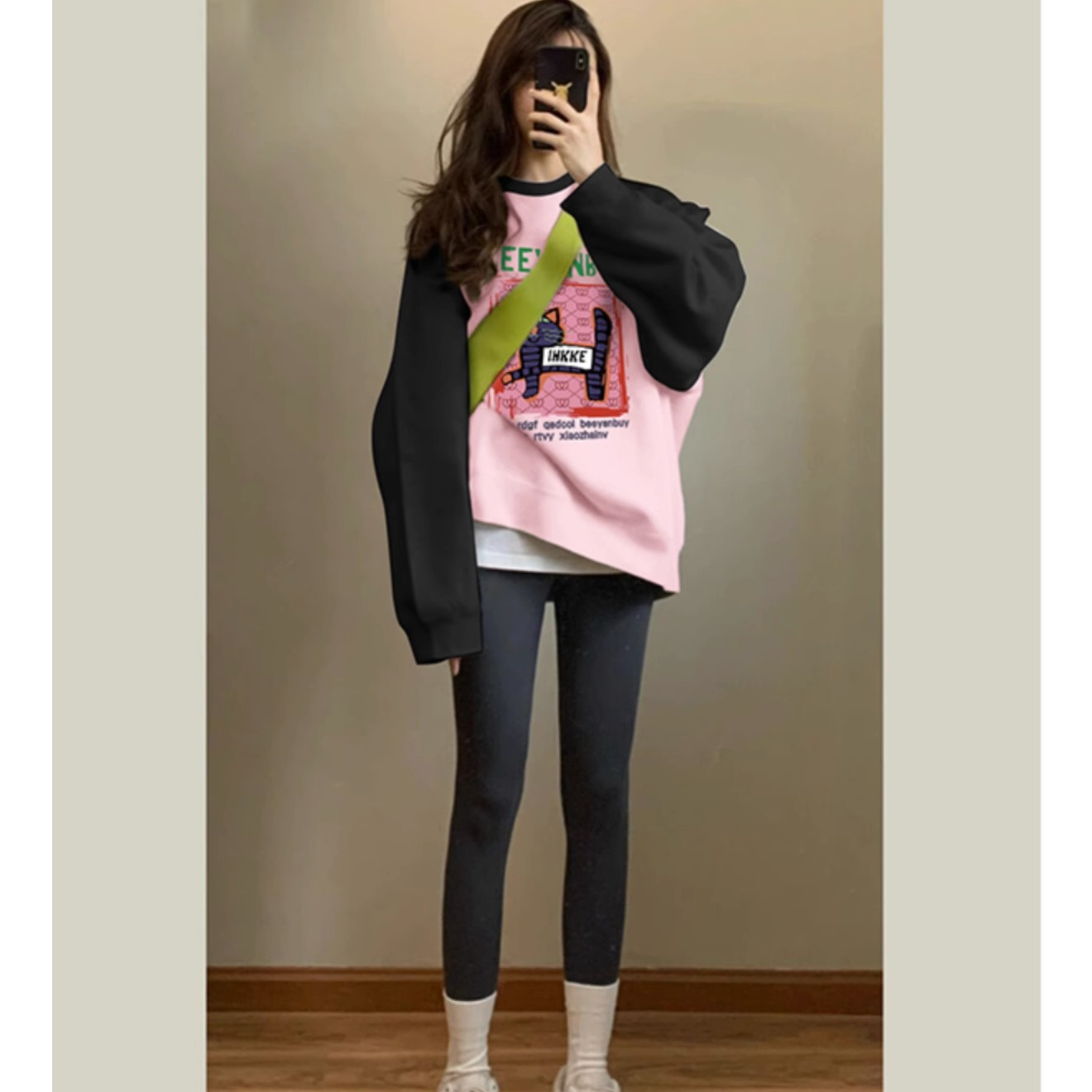 女秋冬季2025新款爆款多巴胺穿搭插肩袖oversize卫衣加绒加厚上衣