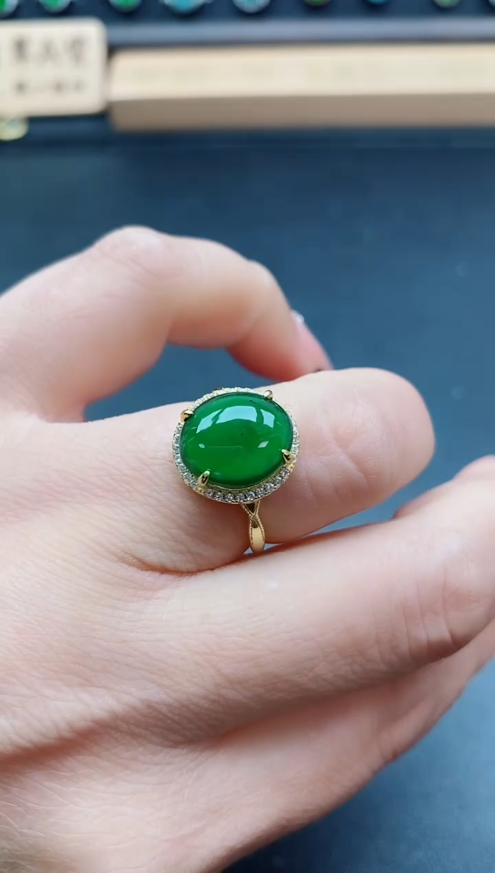 银S925镶嵌戒指翡翠1