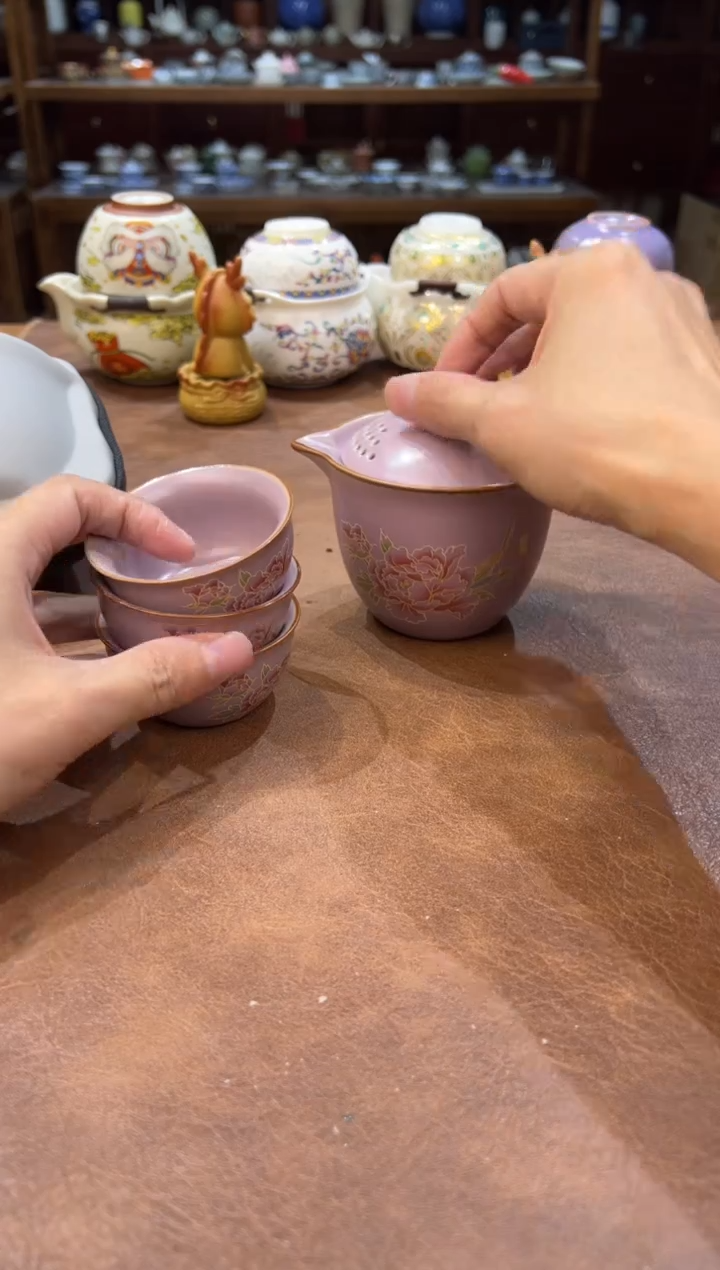 真的很便宜超好看会开片的旅行茶具