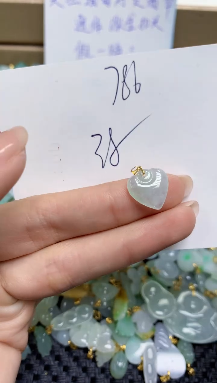 【闪购商品】翡翠颈饰18K金镶嵌天然缅甸A货翡翠