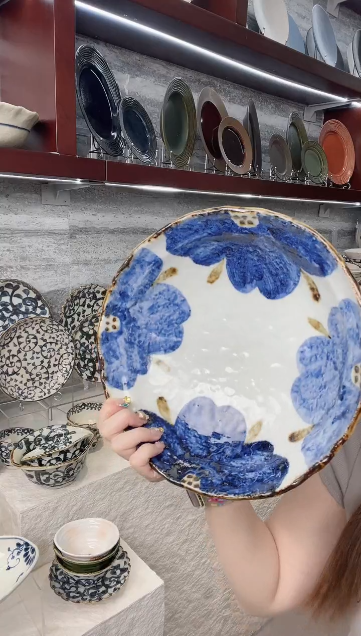 瓷蓝色花24.5cm大钵单只装一直