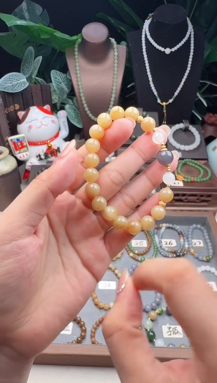 未镶嵌手串和田玉10m左右新疆且末糖玉手串