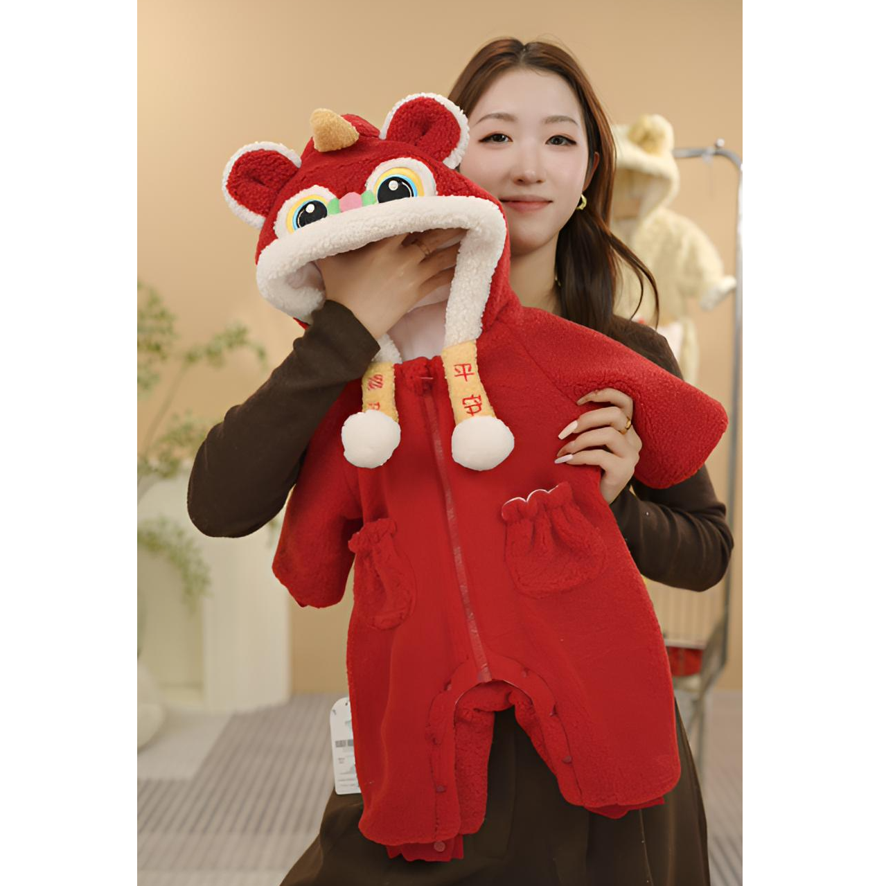 【平安】2025格子男女童时尚休闲保暖冬季加绒加厚外套爬服连体