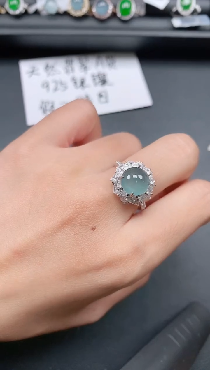 银S925镶嵌戒指翡翠11