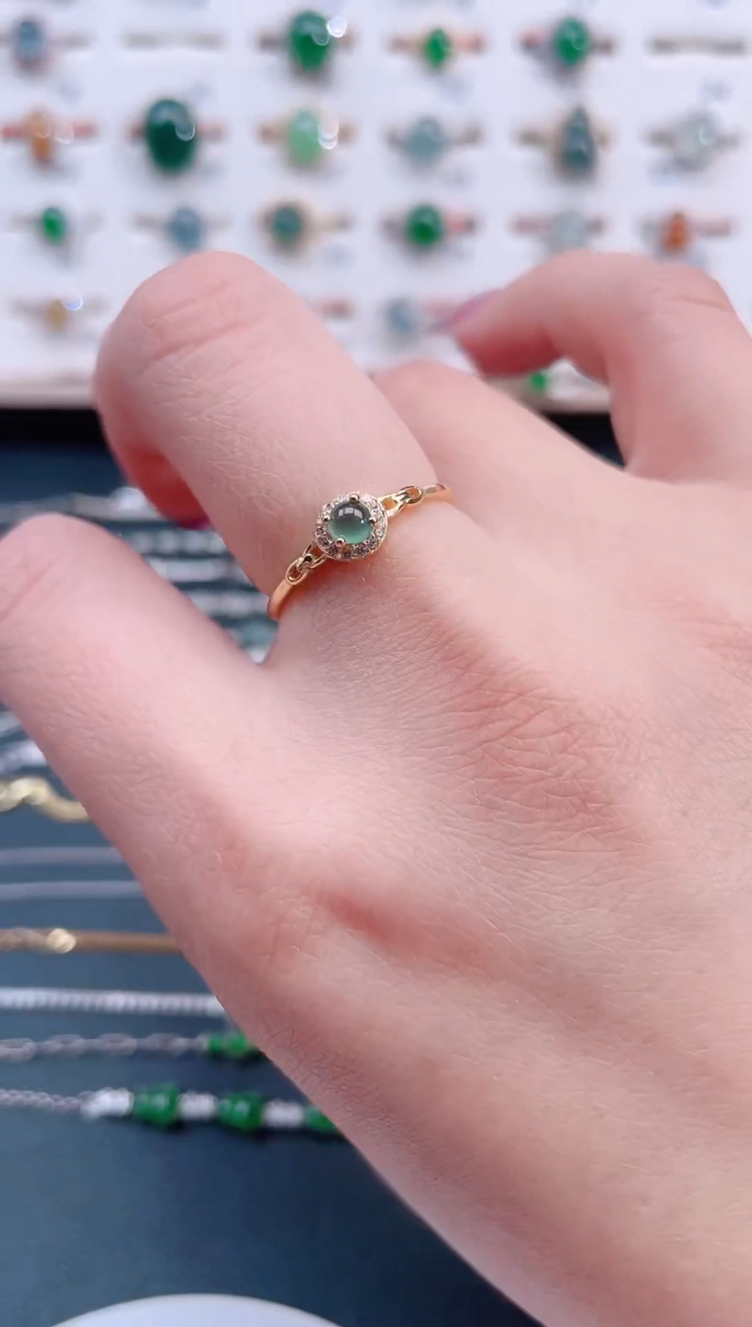 银S925镶嵌戒指翡翠天然翡翠