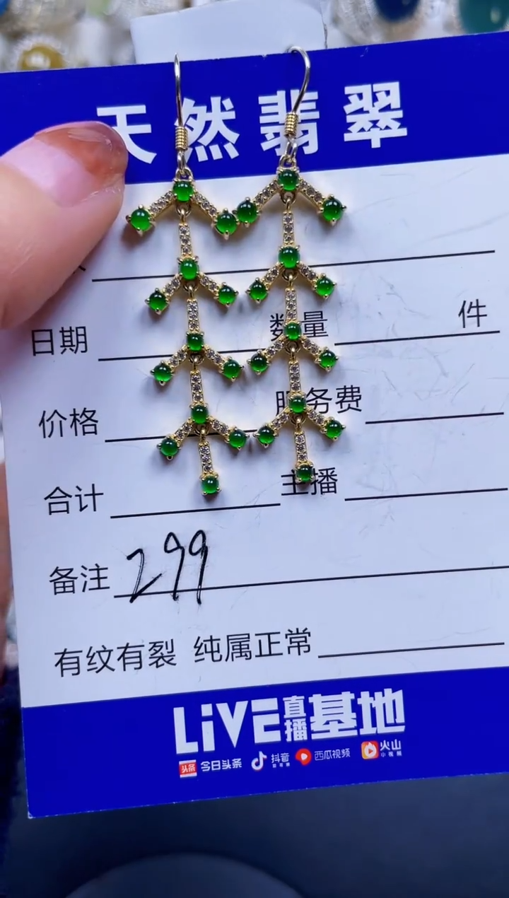 银S925镶嵌翡翠耳饰299