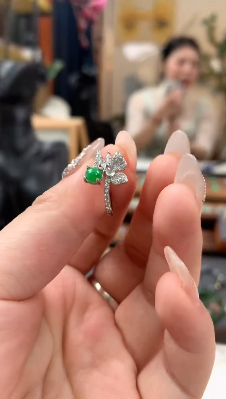 【闪购商品】翡翠戒指银S925镶嵌戒指