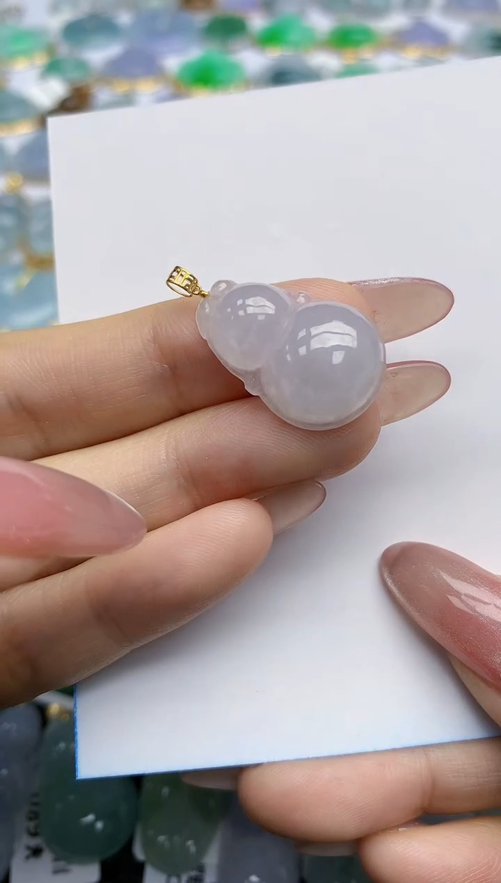 【闪购商品】翡翠挂件18K金镶嵌天然翡翠A货